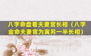 八字命盘看夫妻宫长相（八字 金命夫妻宫为寅另一半长相）